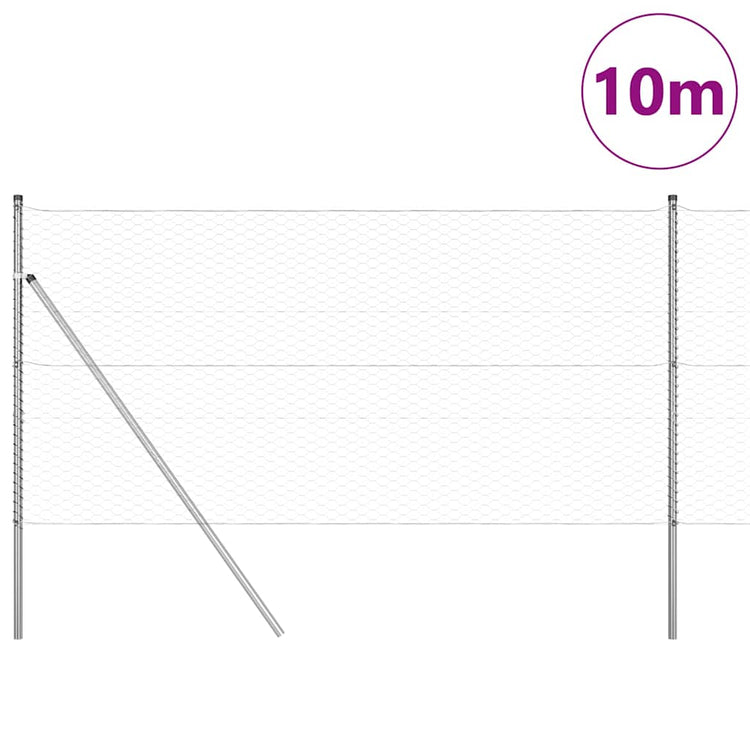 Vidaxl Zaunpfahl Silber 10 x 1 m (36 mm Maschenweite) Stahl