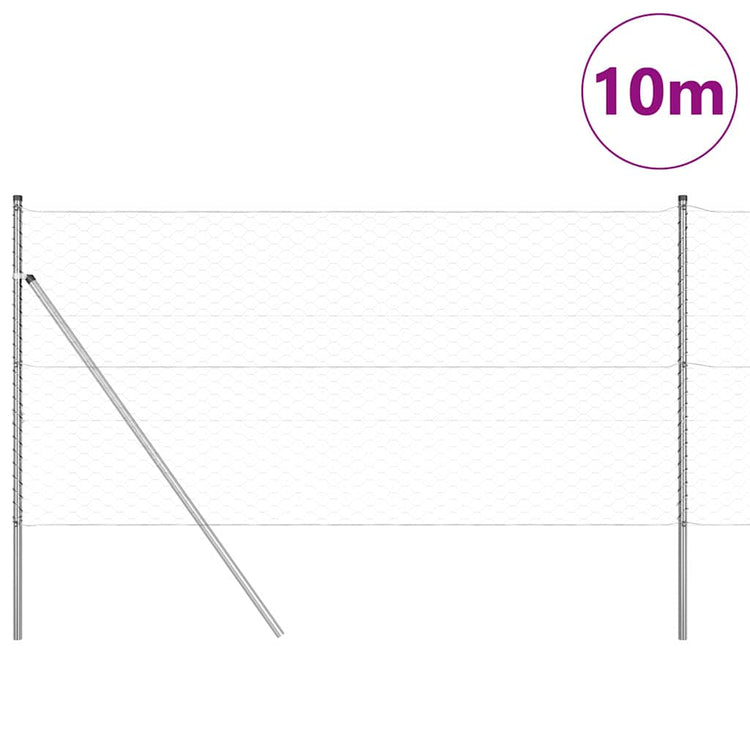 Vidaxl Zaunpfahl Silber 10 x 1 m (50 mm Maschenweite) Stahl