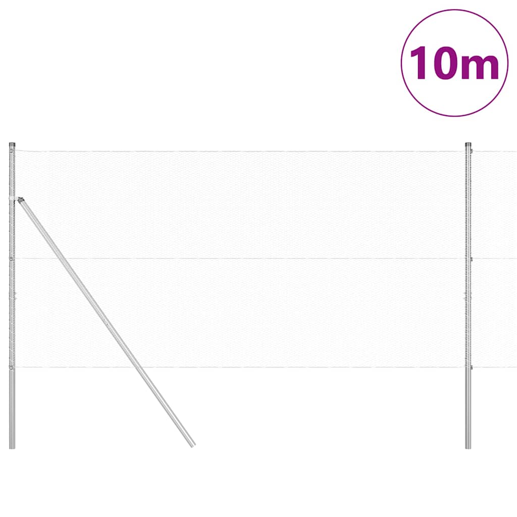 Vidaxl Zaunpfahl Silber 10 x 1,2 m (13 mm Maschenweite) Stahl