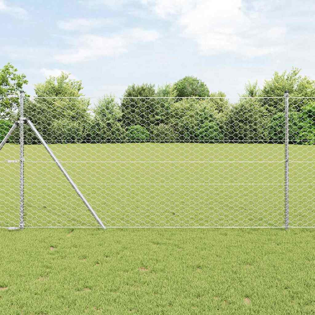 Vidaxl Zaunpfahl Silber 10 x 1,2 m (50 mm Maschenweite) Stahl