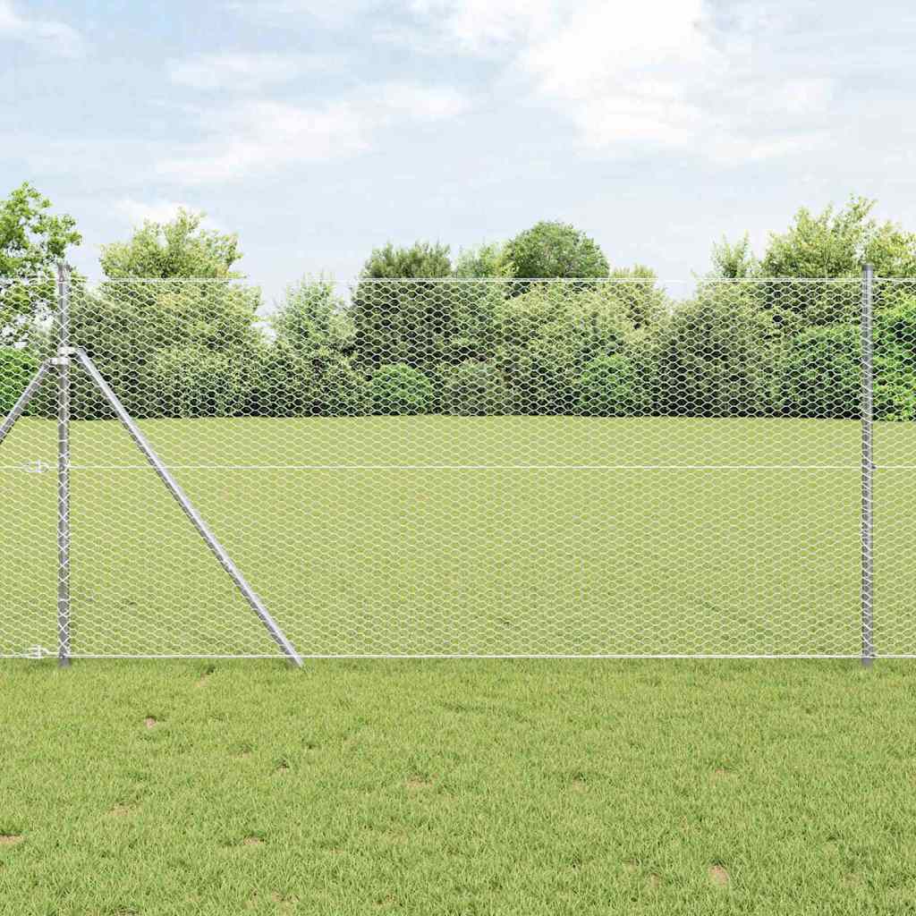 Vidaxl Zaunpfahl Silber 10 x 1,4 m (25 mm Maschenweite) Stahl