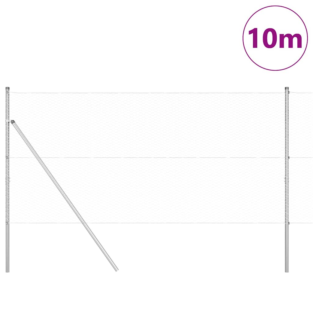 Vidaxl Zaunpfahl Silber 10 x 1,4 m (25 mm Maschenweite) Stahl