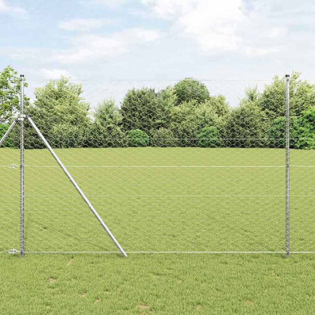 Vidaxl Zaunpfahl Silber 10 x 1,5 m (50 mm Maschenweite) Stahl