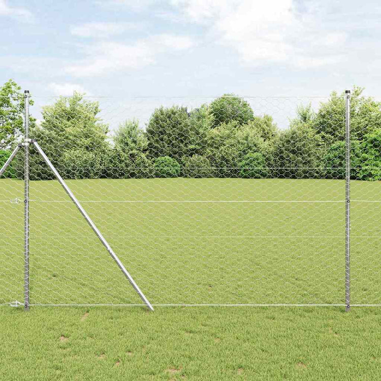 Vidaxl Zaunpfahl Silber 10 x 1,5 m (50 mm Maschenweite) Stahl