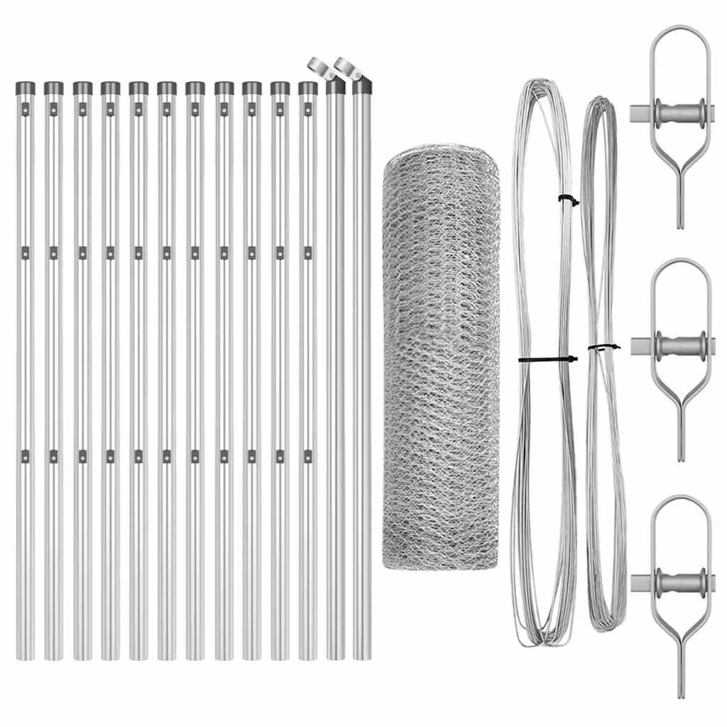 Vidaxl Zaunpfahl Silber 25 x 0,4 m (13 mm Maschenweite) Stahl
