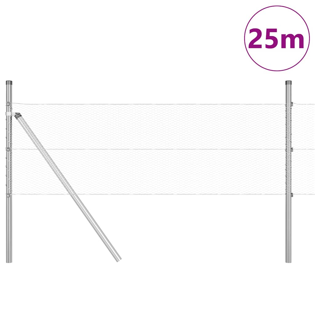 Vidaxl Zaunpfahl Silber 25 x 0,4 m (13 mm Maschenweite) Stahl