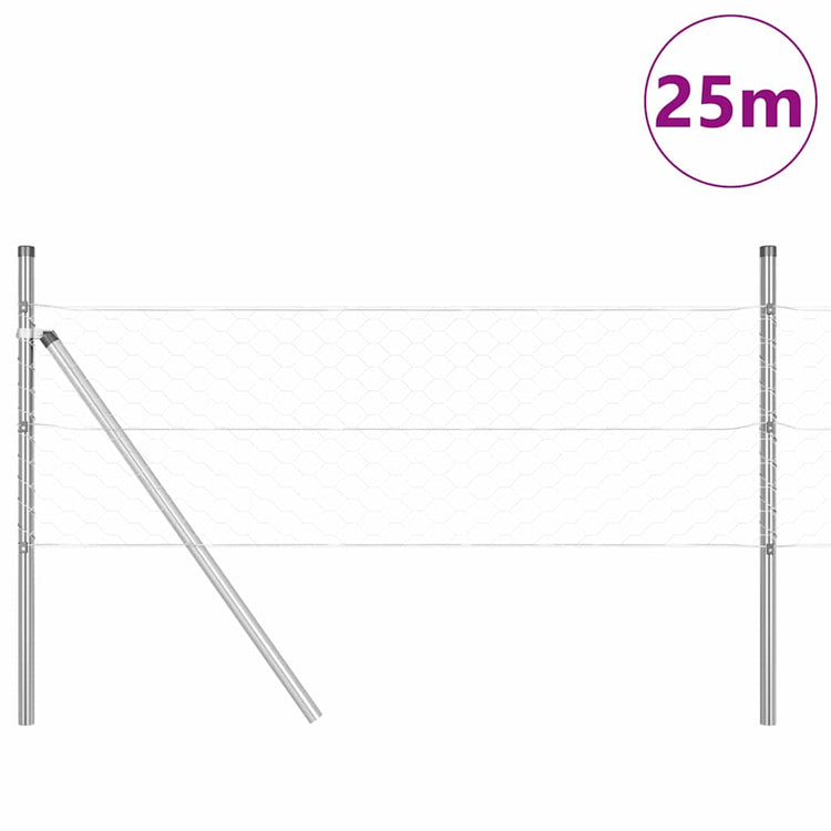 Vidaxl Zaunpfahl Silber 25 x 0,5 m (50 mm Maschenweite) Stahl