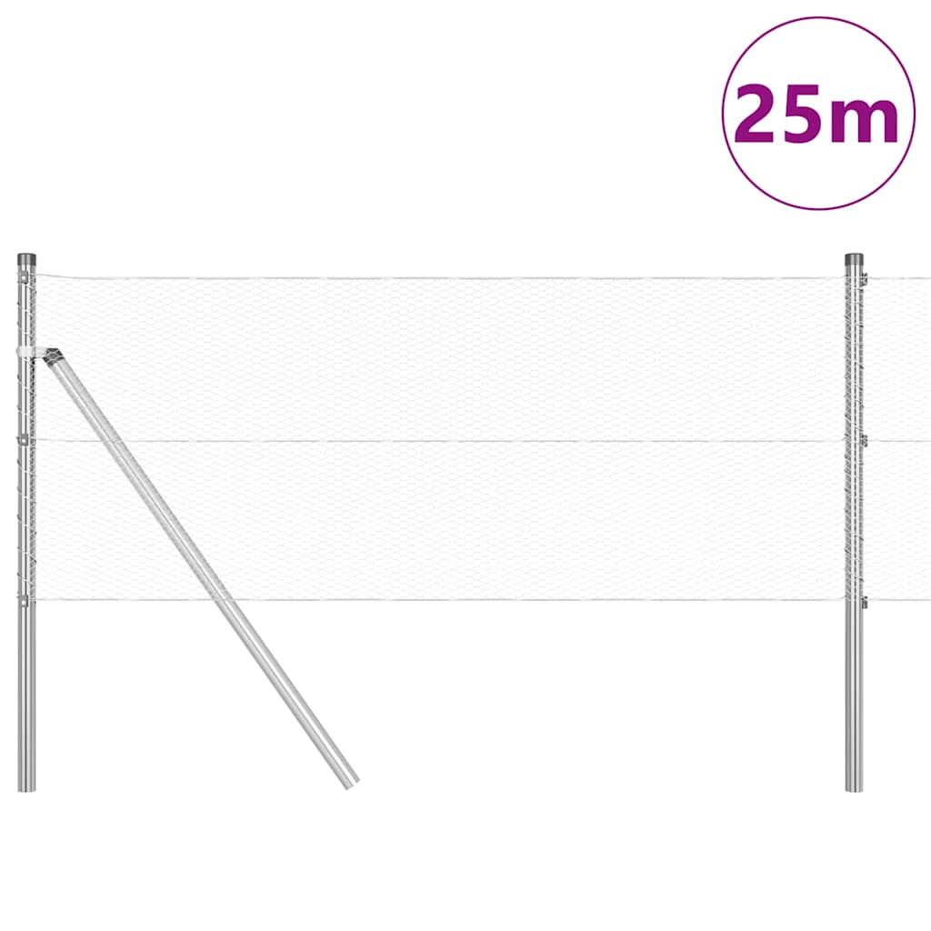 Vidaxl Zaunpfahl Silber 25 x 0,6 m (13 mm Maschenweite) Stahl