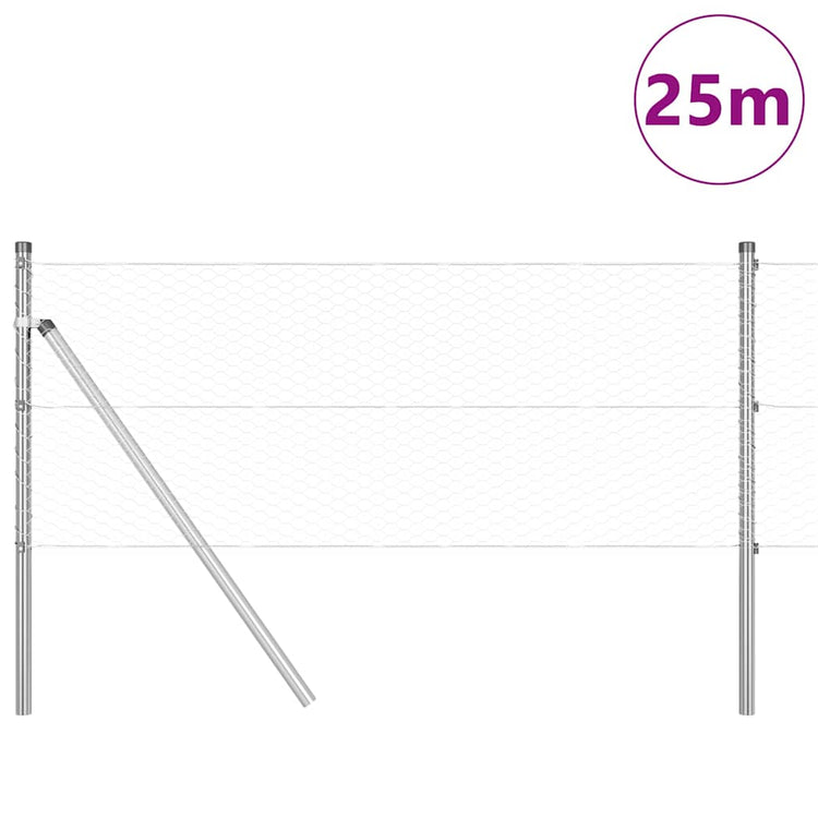 Vidaxl Zaunpfahl Silber 25 x 0,6 m (25 mm Maschenweite) Stahl