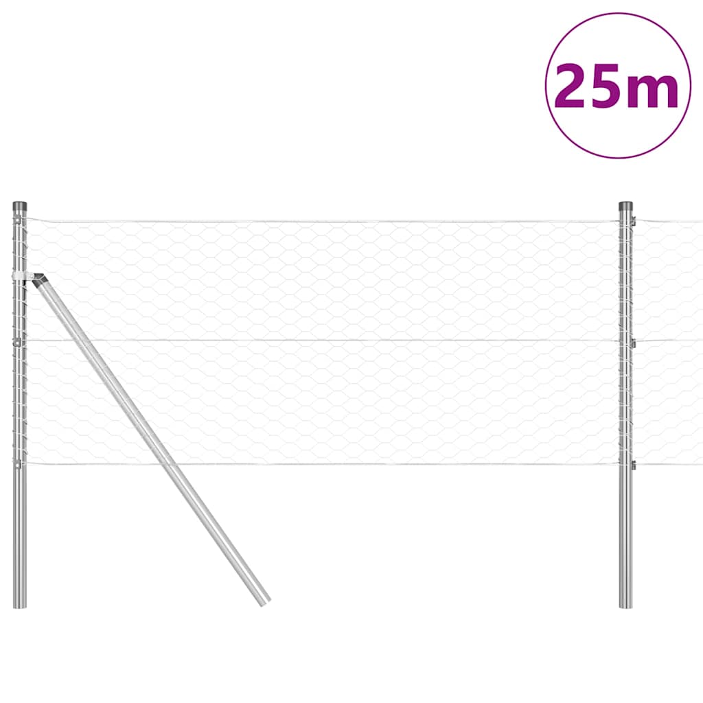 Vidaxl Zaunpfahl Silber 25 x 0,6 m (36 mm Maschenweite) Stahl