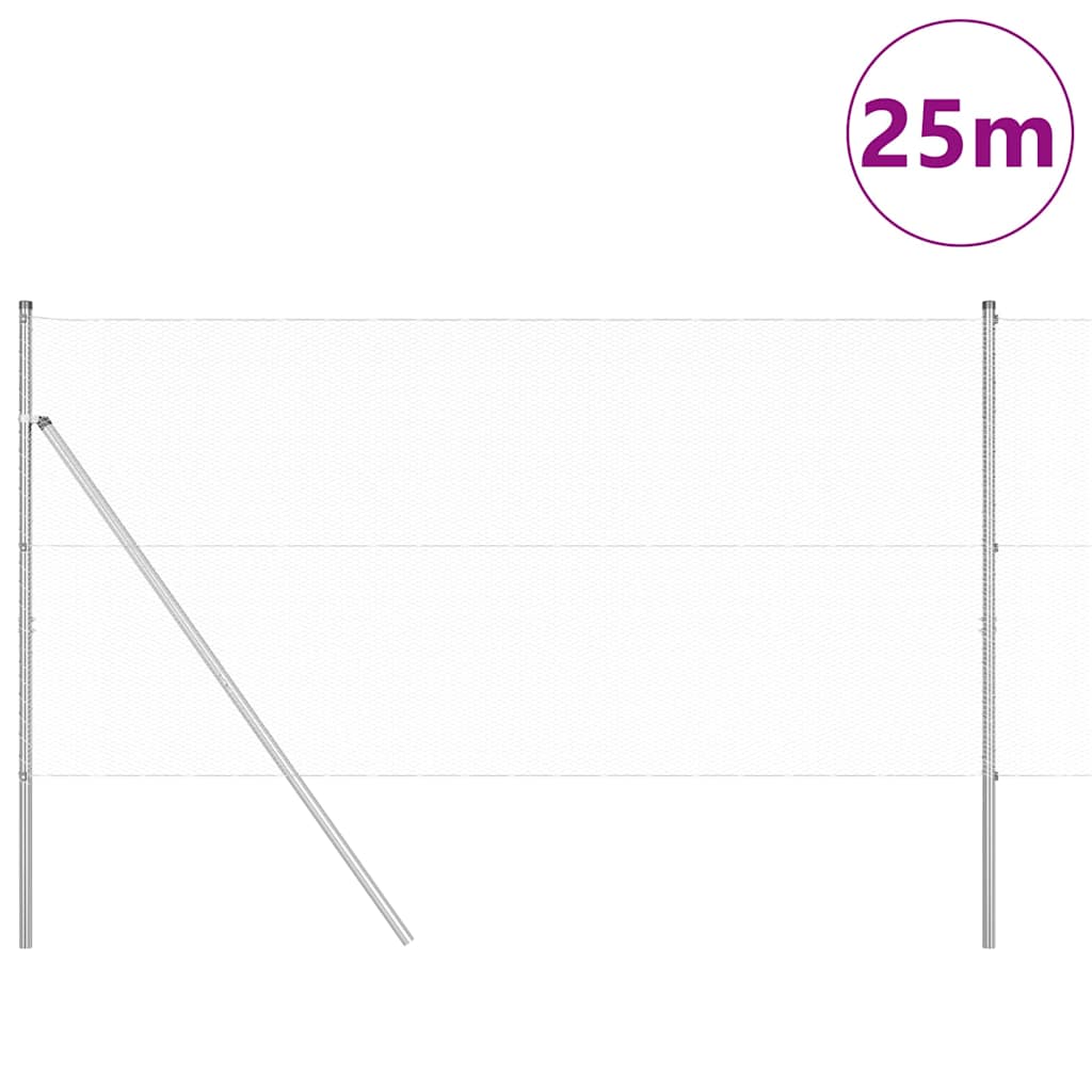 Vidaxl Zaunpfahl Silber 25 x 1,2 m (13 mm Maschenweite) Stahl