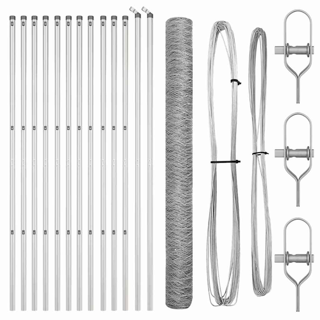 Vidaxl Zaunpfahl Silber 25 x 1,5 m (50 mm Maschenweite) Stahl