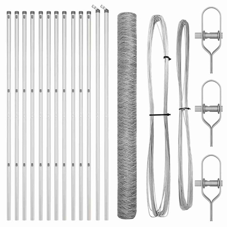 Vidaxl Zaunpfahl Silber 25 x 1,5 m (50 mm Maschenweite) Stahl