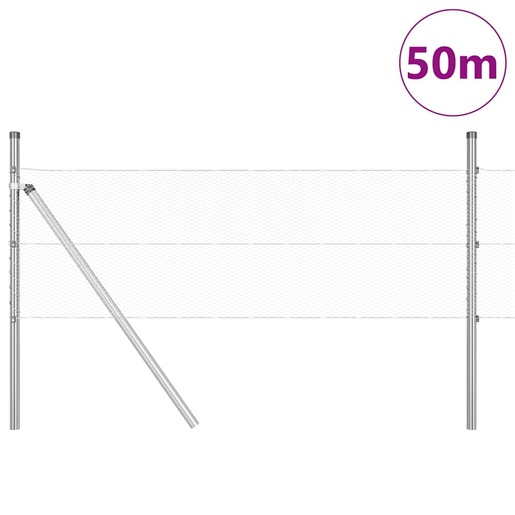 Vidaxl Zaunpfahl Silber 50 x 0,4 m (13 mm Maschenweite) Stahl
