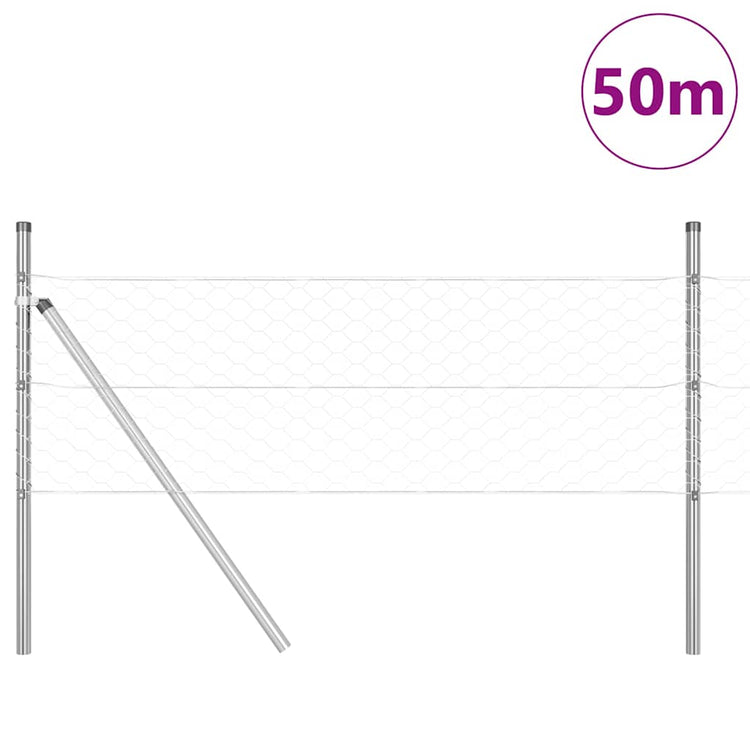 Vidaxl Zaunpfahl Silber 50 x 0,4 m (50 mm Maschenweite) Stahl