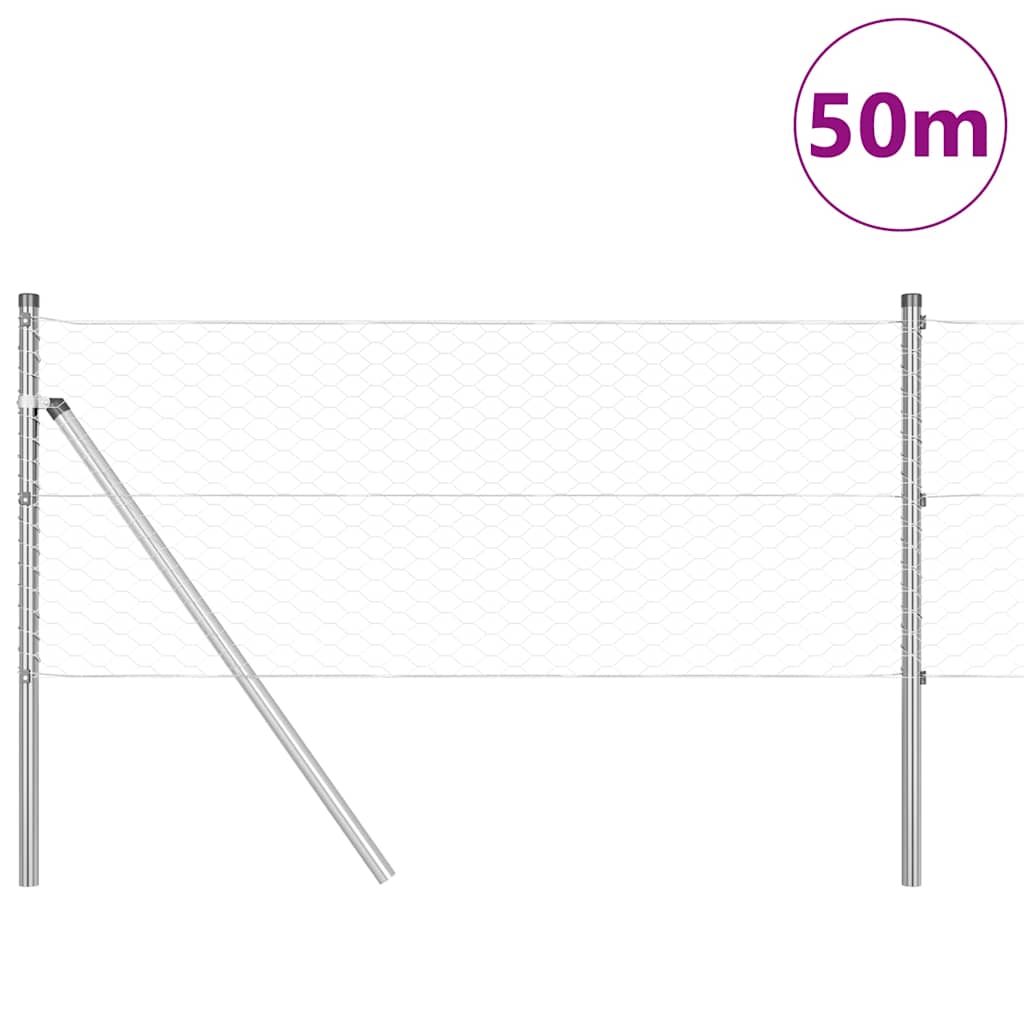 Vidaxl Zaunpfahl Silber 50 x 0,6 m (36 mm Maschenweite) Stahl