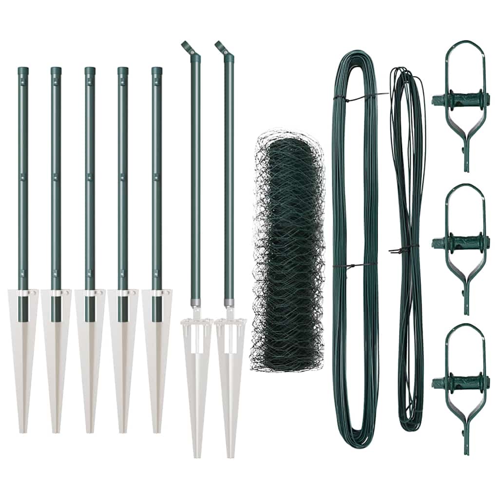 Vidaxl Zaunpfahl grün 10 x 0,5 m (36 mm Maschenweite) Stahl und PVC