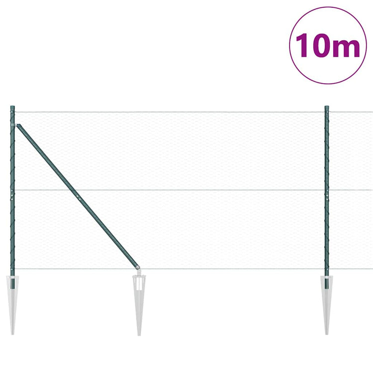 Vidaxl Zaunpfahl grün 10 x 1,2 m (25 mm Maschenweite) Stahl und PVC