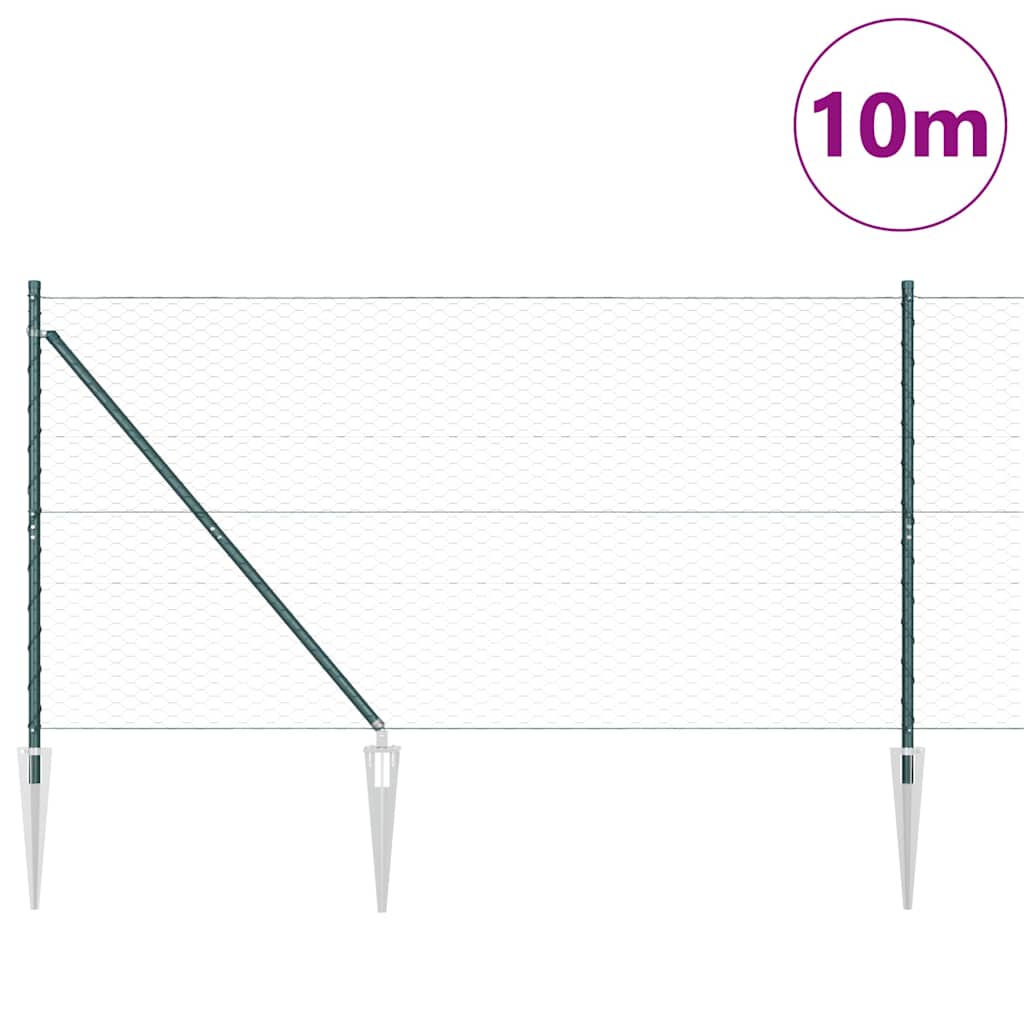 Vidaxl Zaunpfahl grün 10 x 1,2 m (36 mm Maschenweite) Stahl und PVC