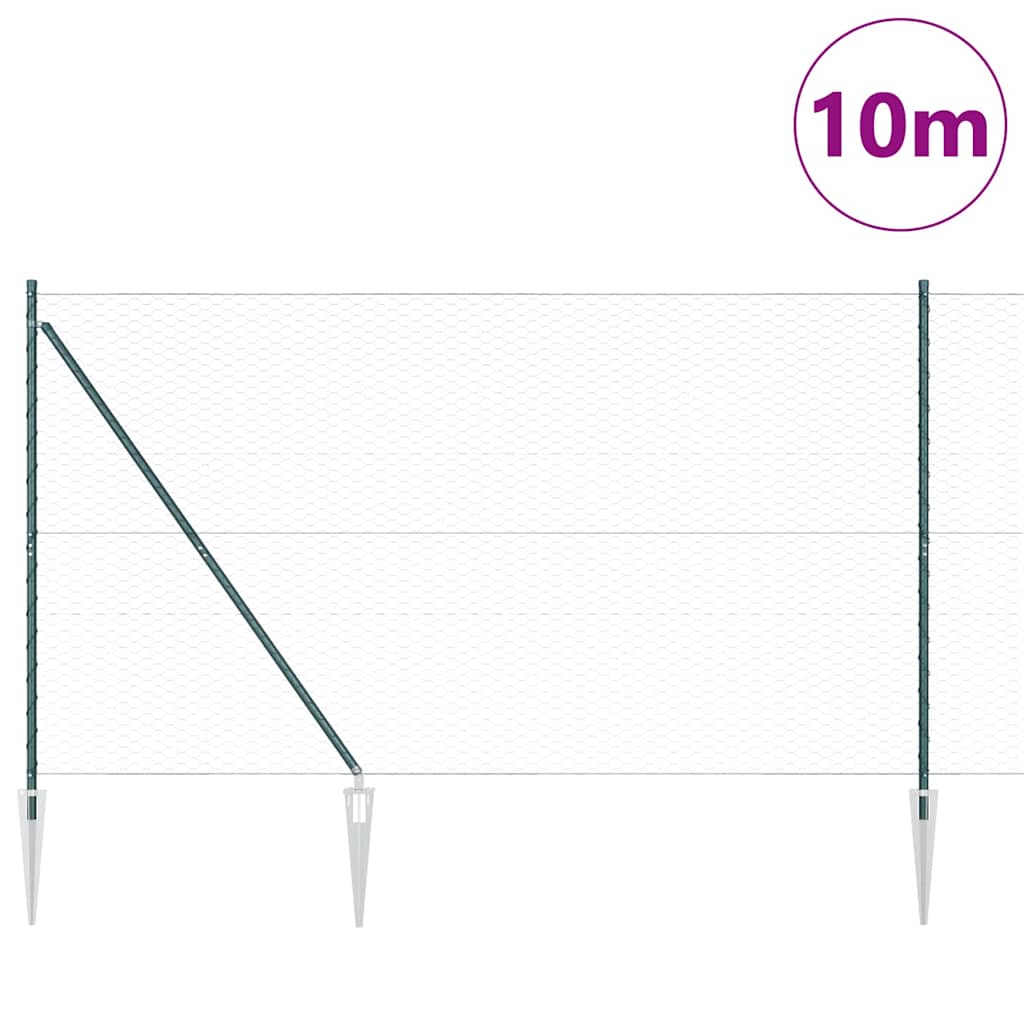 Vidaxl Zaunpfahl grün 10 x 1,6 m (36 mm Maschenweite) Stahl und PVC