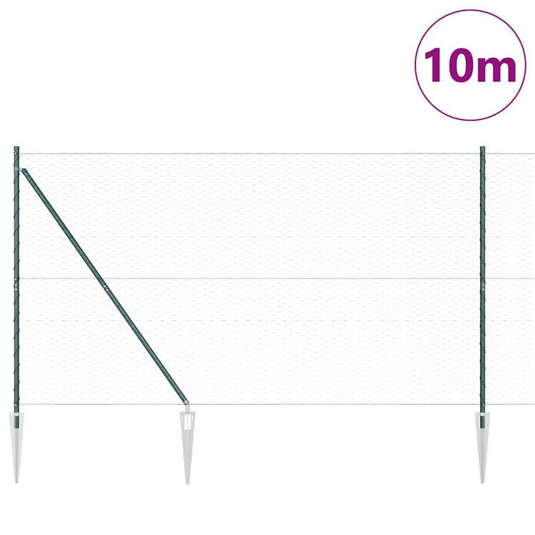 Vidaxl Zaunpfahl grün 10 x 1,6 m (36 mm Maschenweite) Stahl und PVC