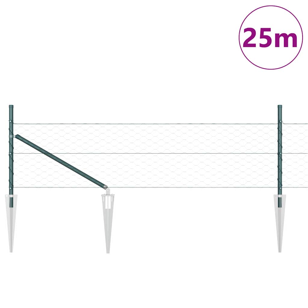 Vidaxl Zaunpfahl grün 25 x 0,4 m (50 mm Maschenweite) Stahl und PVC