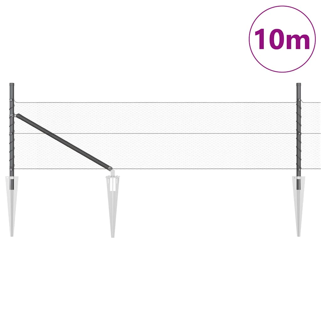 Vidaxl Zaunpfosten grau 10 x 0,5 m (13 mm Maschenweite) Stahl und PVC
