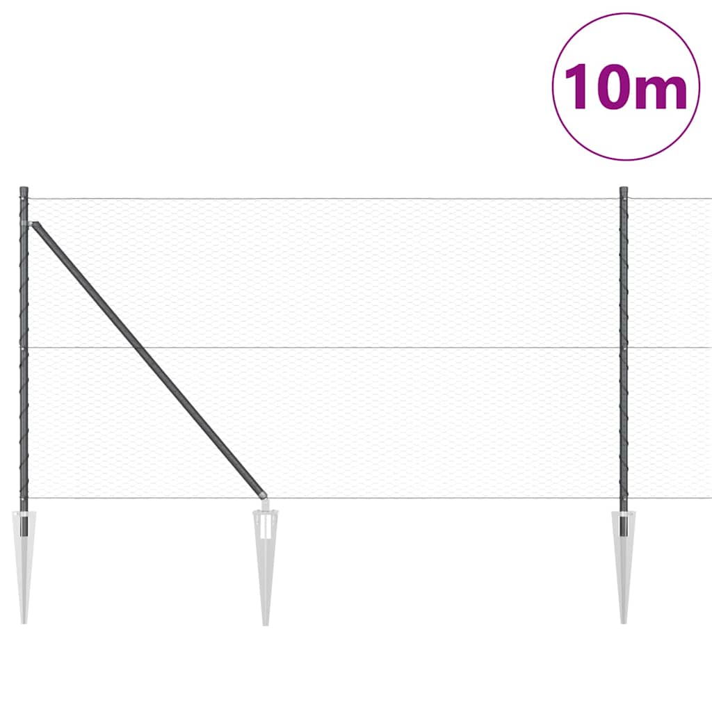Vidaxl Zaunpfosten grau 10 x 1 m (25 mm Maschenweite) Stahl und PVC
