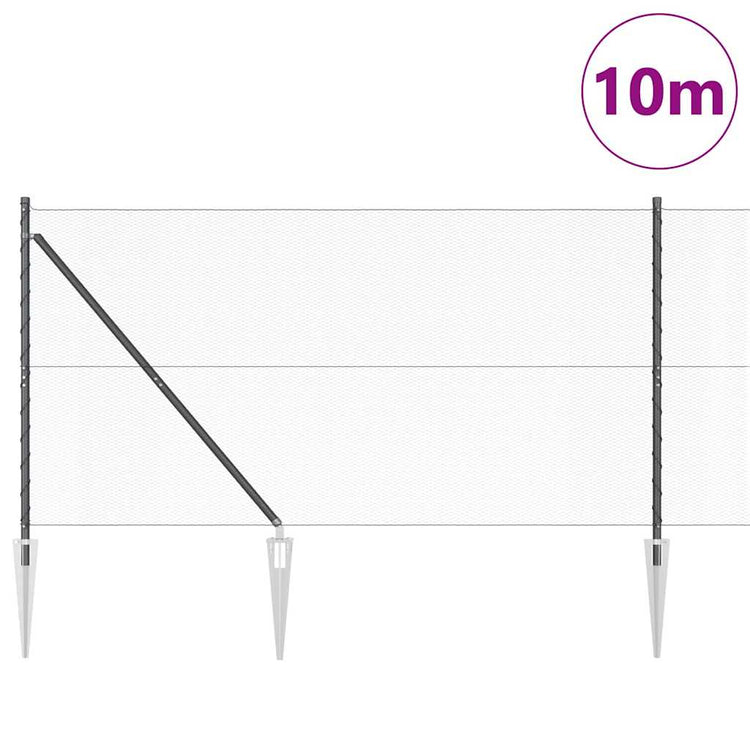 Vidaxl Zaunpfosten grau 10 x 1,2 m (13 mm Maschenweite) Stahl und PVC