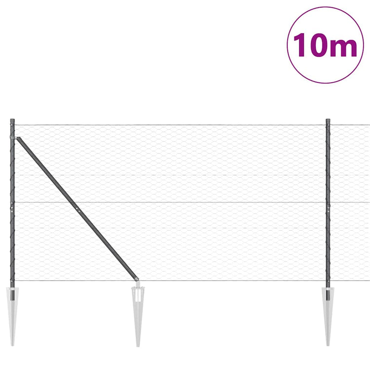 Vidaxl Zaunpfosten grau 10 x 1,2 m (36 mm Maschenweite) Stahl und PVC