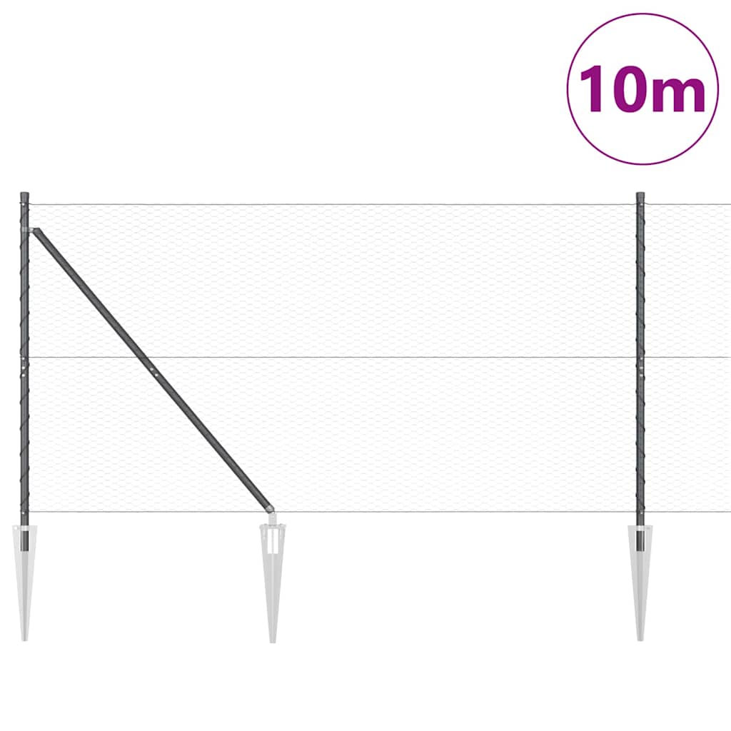 Vidaxl Zaunpfosten grau 10 x 1,4 m (25 mm Maschenweite) Stahl und PVC