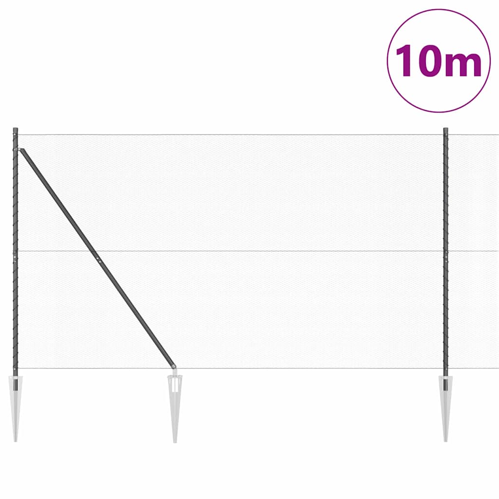 Vidaxl Zaunpfosten grau 10 x 1,6 m (13 mm Maschenweite) Stahl und PVC
