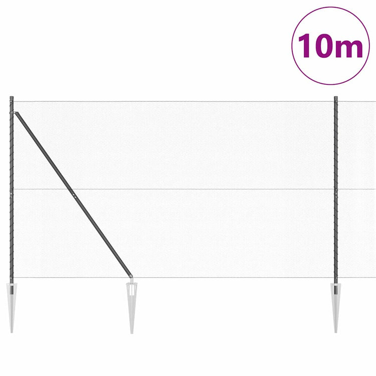 Vidaxl Zaunpfosten grau 10 x 1,6 m (13 mm Maschenweite) Stahl und PVC
