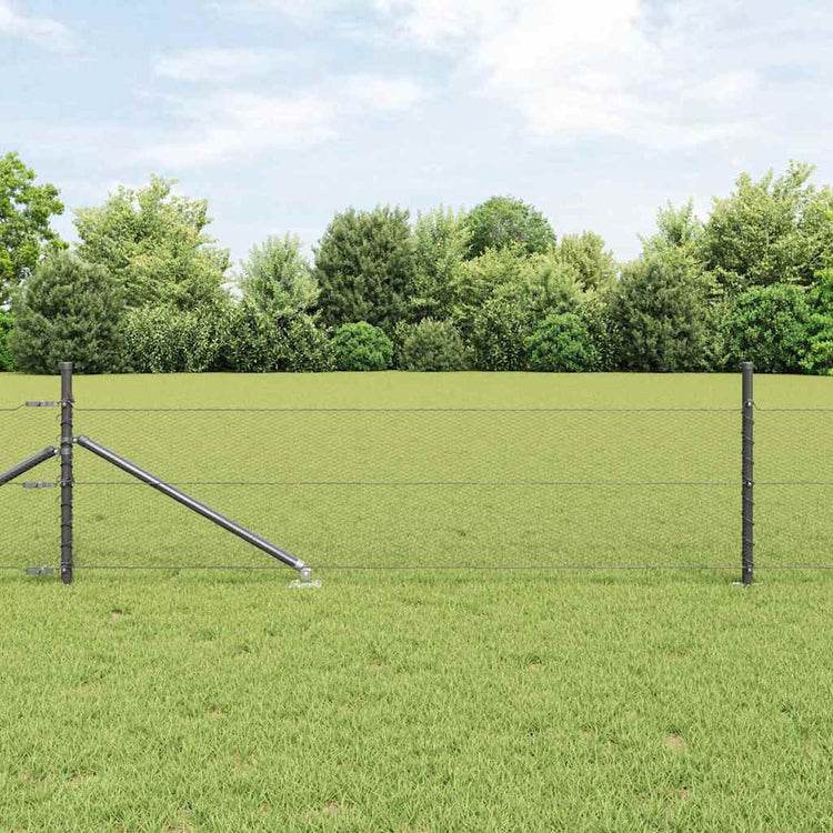 Vidaxl Zaunpfosten grau 25 x 0,4 m (13 mm Maschenweite) Stahl und PVC
