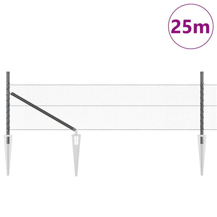 Vidaxl Zaunpfosten grau 25 x 0,4 m (13 mm Maschenweite) Stahl und PVC