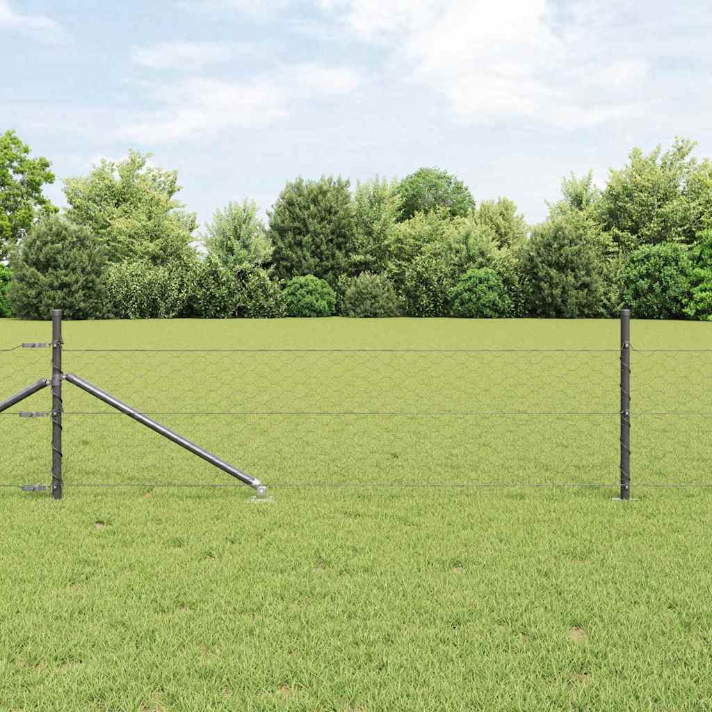 Vidaxl Zaunpfosten grau 25 x 0,4 m (50 mm Maschenweite) Stahl und PVC