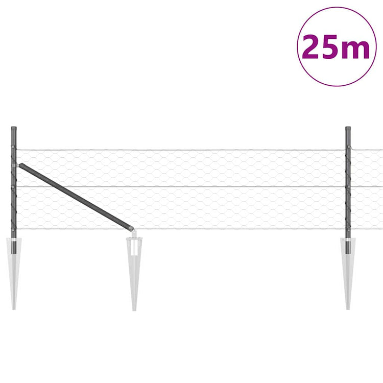 Vidaxl Zaunpfahl grau 25 x 0,5 m (50 mm Maschenweite) Stahl