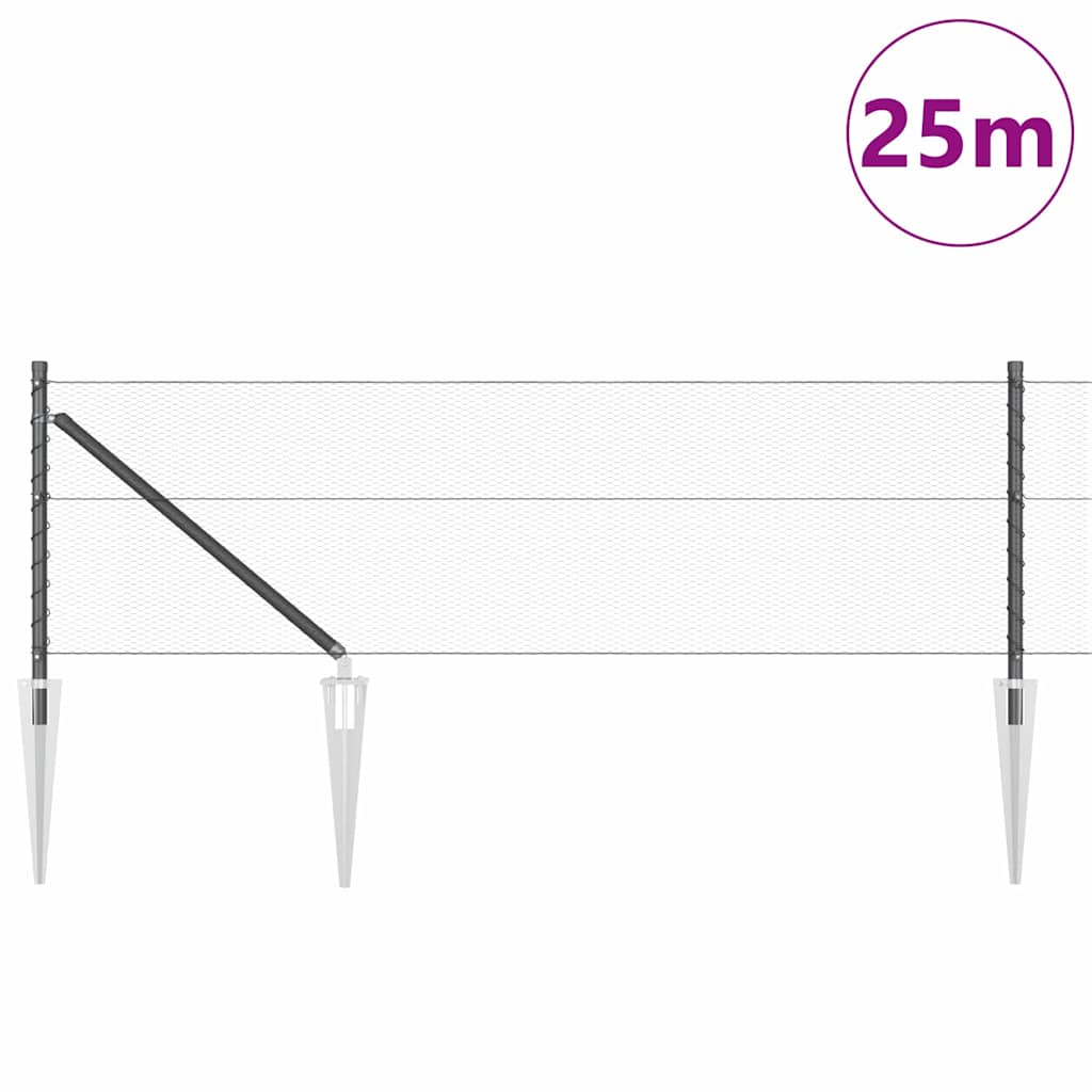 Vidaxl Zaunpfahl grau 25 x 0,6 m (13 mm Maschenweite) Stahl und PVC