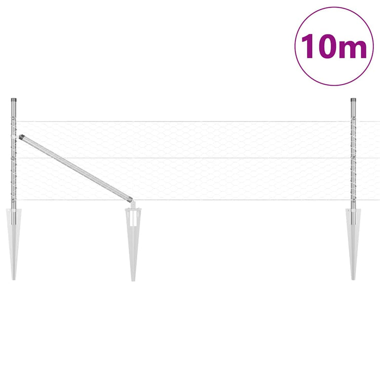 Vidaxl Zaunpfahl Silber 10 x 0,5 m (36 mm Maschenweite) Stahl