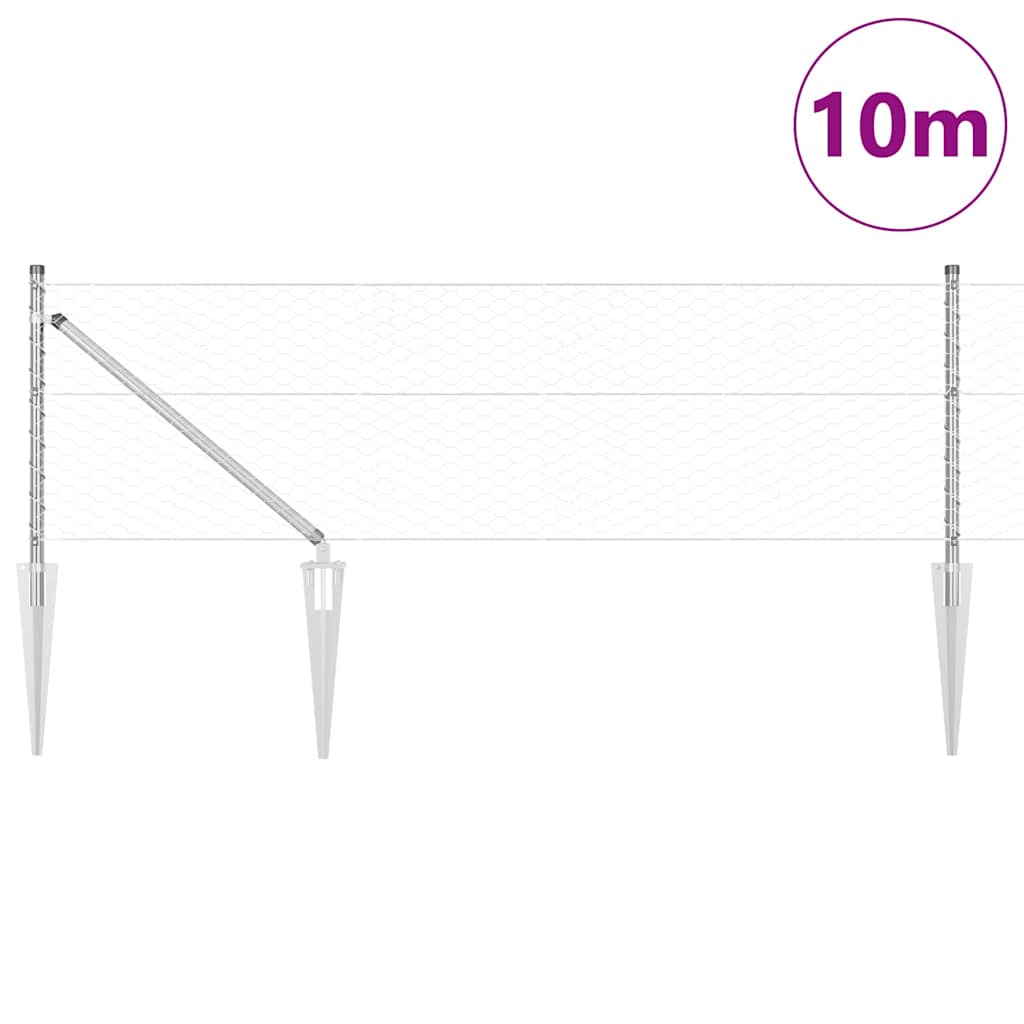 Vidaxl Zaunpfahl Silber 10 x 0,6 m (36 mm Maschenweite) Stahl