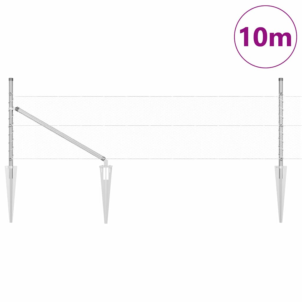 Vidaxl Zaunpfahl Silber 10 x 0,8 m (13 mm Maschenweite) Stahl