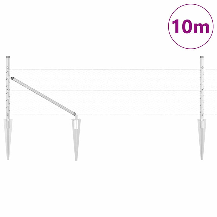 Vidaxl Zaunpfahl Silber 10 x 0,8 m (25 mm Maschenweite) Stahl
