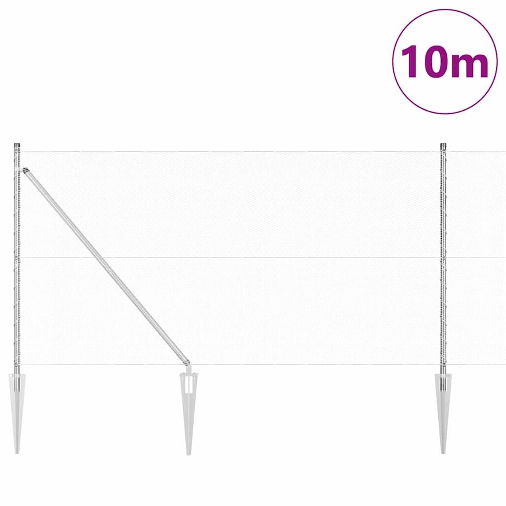 Vidaxl Zaunpfahl Silber 10 x 1,2 m (13 mm Maschenweite) Stahl
