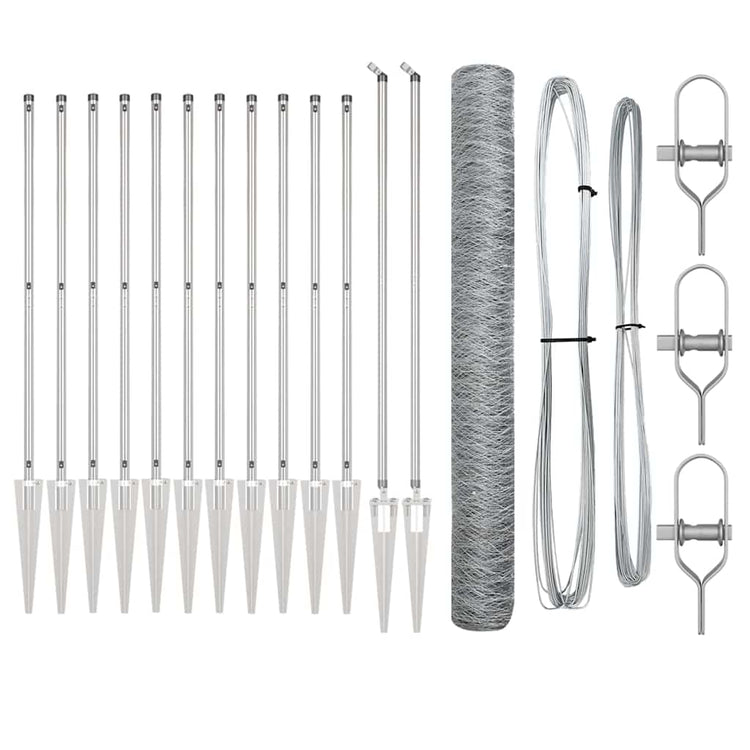 Vidaxl Zaunpfahl Silber 10 x 1,2 m (36 mm Maschenweite) Stahl