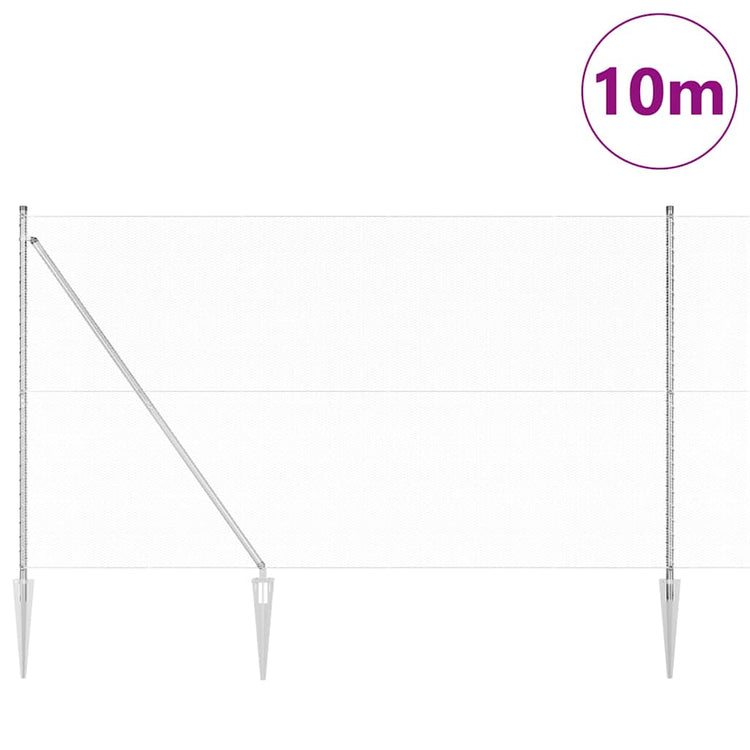 Vidaxl Zaunpfahl Silber 10 x 1,6 m (13 mm Maschenweite) Stahl
