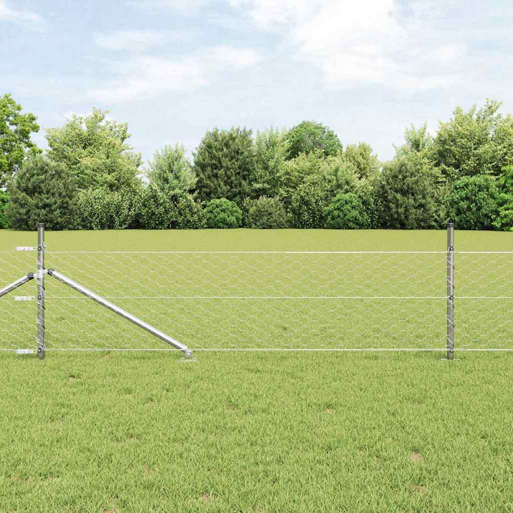 Vidaxl Zaunpfahl Silber 25 x 0,4 m (50 mm Maschenweite) Stahl