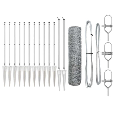 Vidaxl Zaunpfahl Silber 25 x 0,5 m (36 mm Maschenweite) Stahl