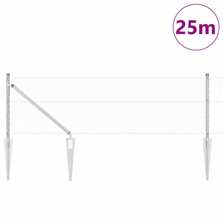 Vidaxl Zaunpfahl Silber 25 x 0,6 m (13 mm Maschenweite) Stahl