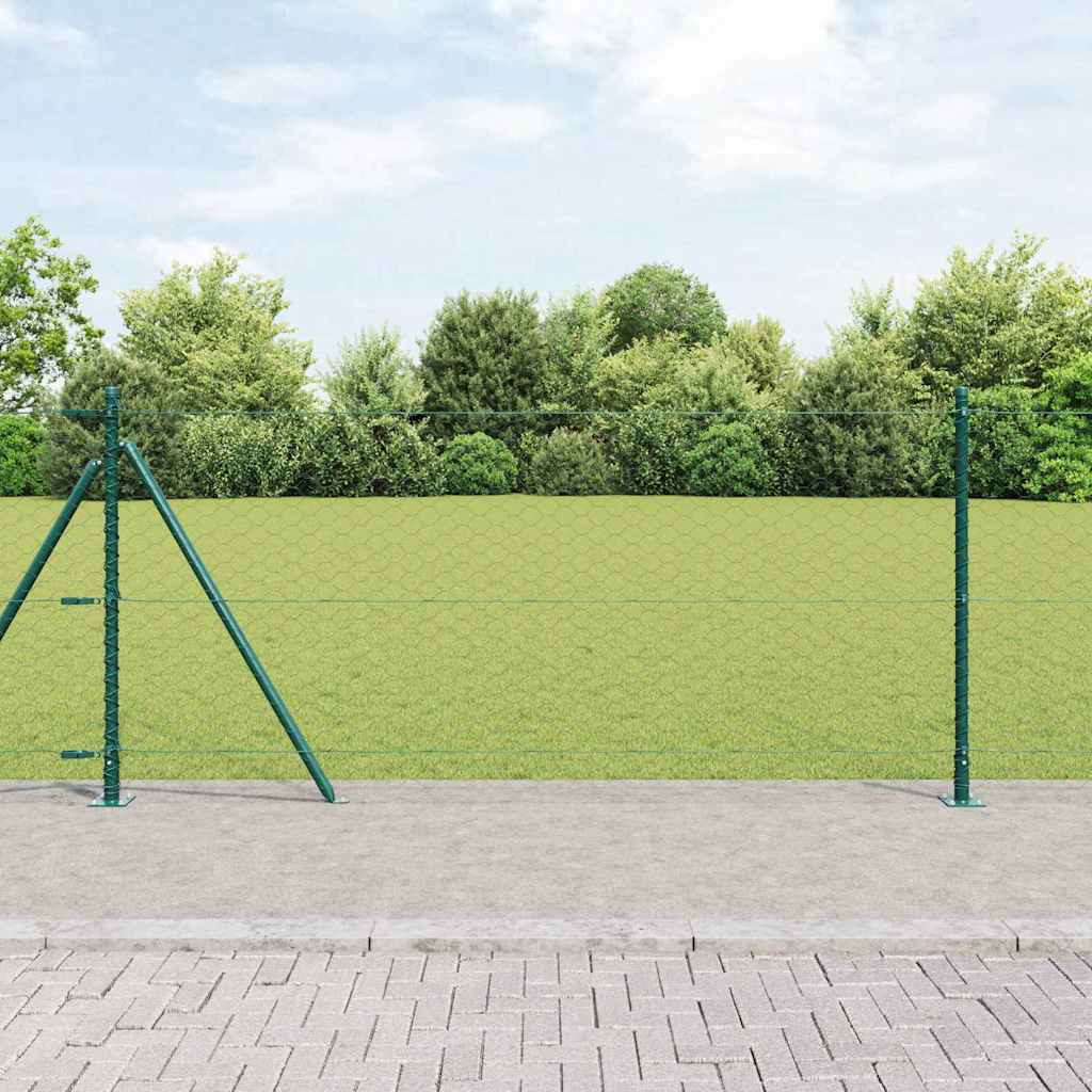 Vidaxl Zaunpfahl grün 10 x 0,8 m (50 mm Maschenweite) Stahl und PVC