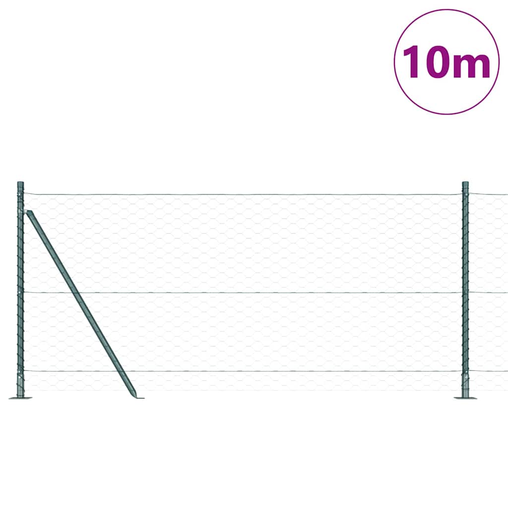 Vidaxl Zaunpfahl grün 10 x 1 m (50 mm Maschenweite) Stahl und PVC